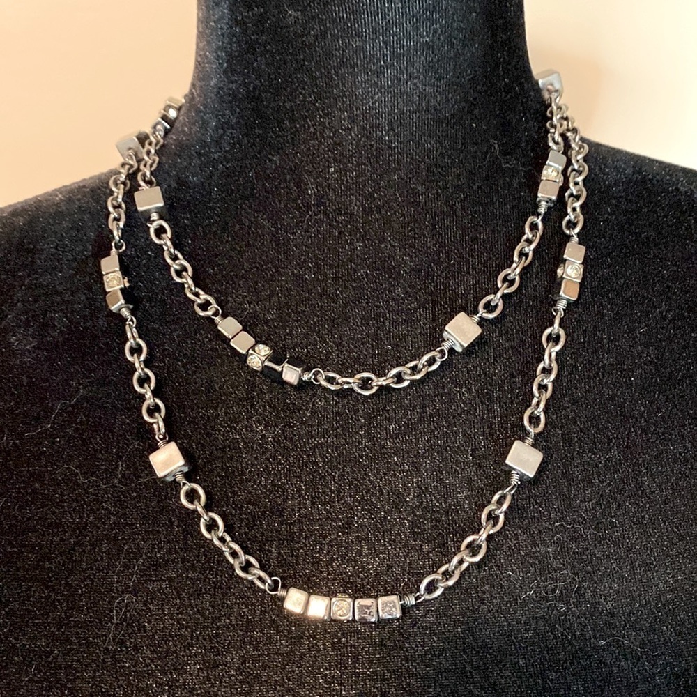 LIA Sophia Pewter cube necklace